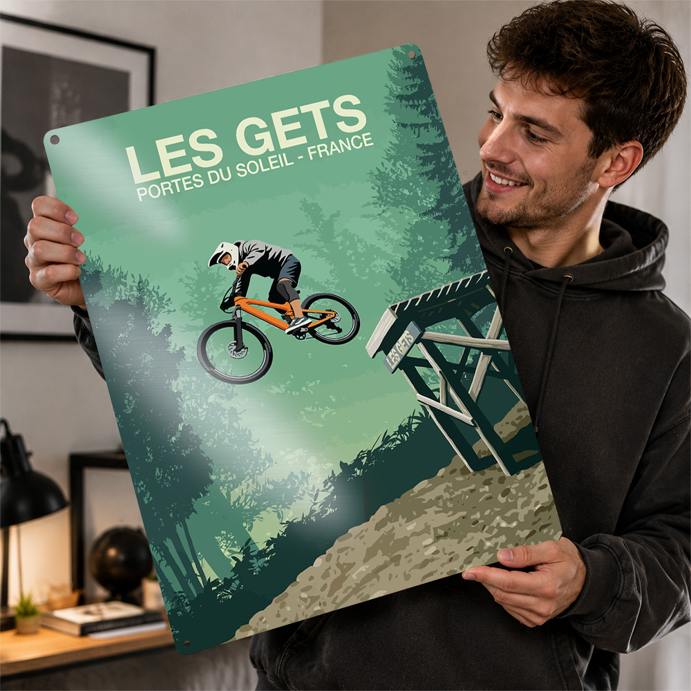 Mountain Biking Europe - Affiche imprimée Les Gets, VTT, saut,